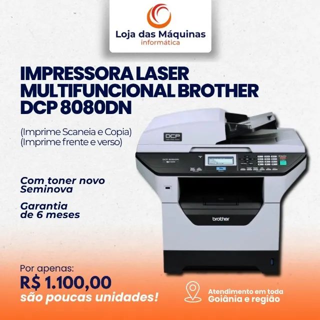 Impressora laser multifuncional Brother DCP 8080DN (1.100,00)