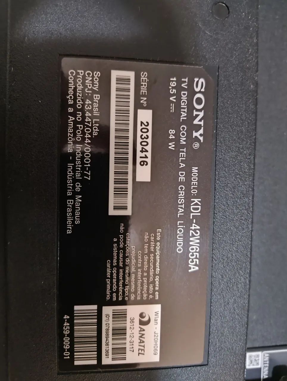 Vendo tv Sony com defeito para peças 