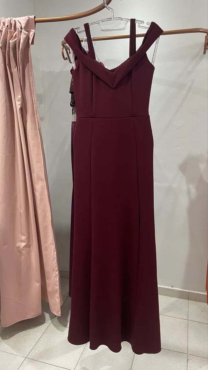 Vestido marsala de crepe - Foto 3
