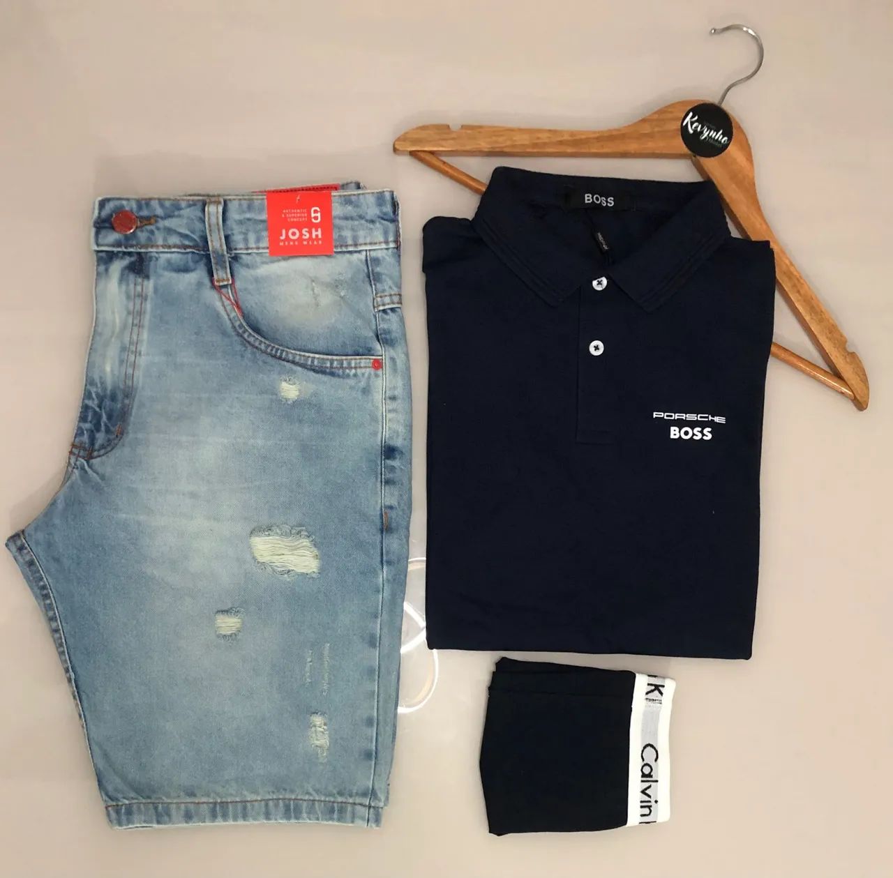 Kit completo (Bermuda Jeans + Polo + cueca  - Foto 3