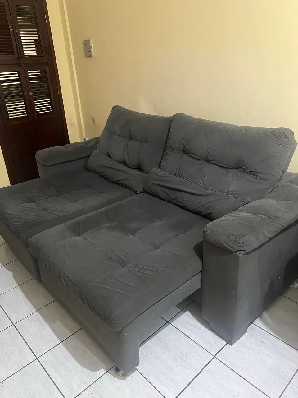 Sofá retrátil reclinável cinza 2,20m - Foto 3