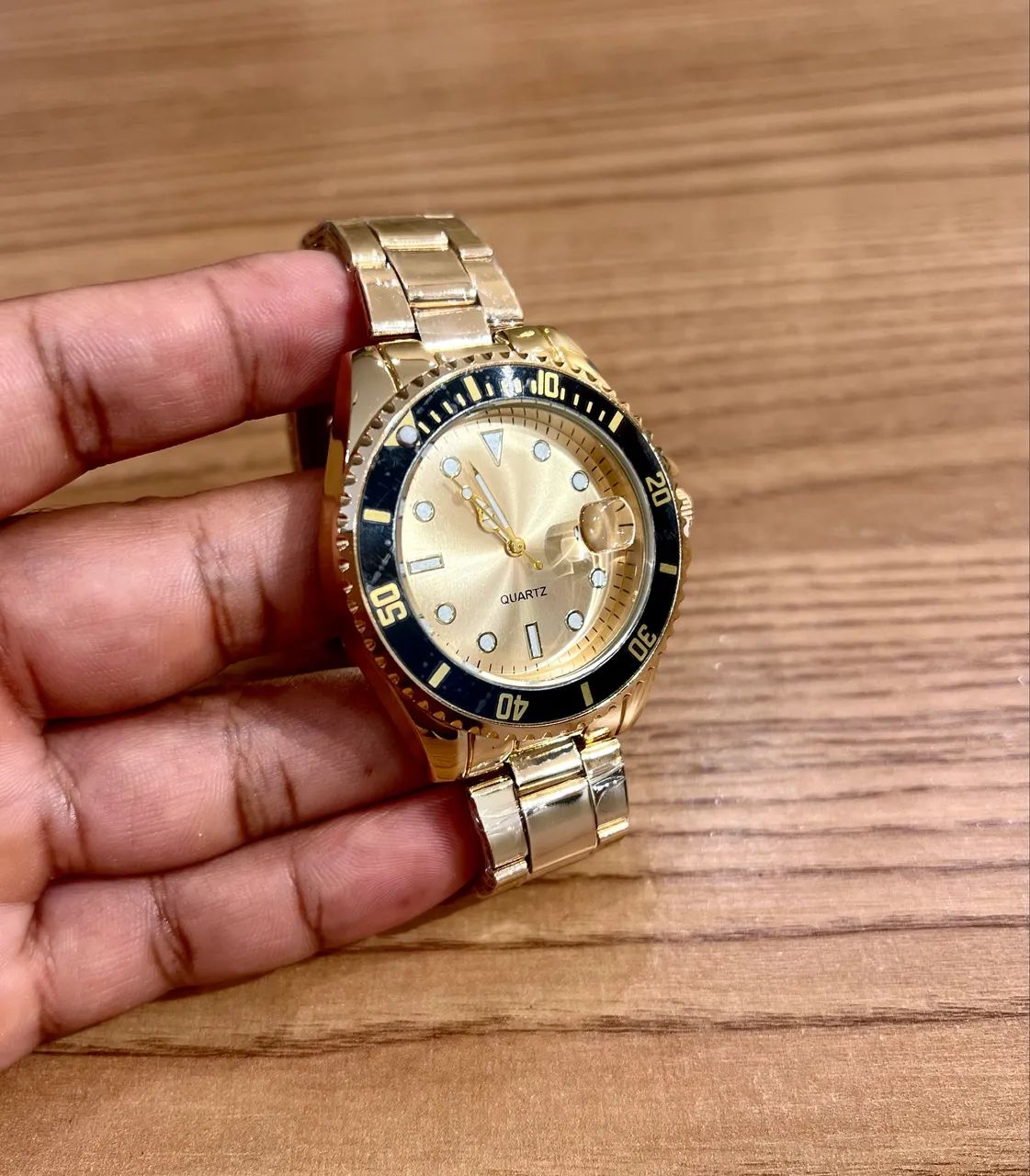 Relógio Masculino Dourado com Mostrador Dourado 100% à Prova d?Água Elegante - Foto 3