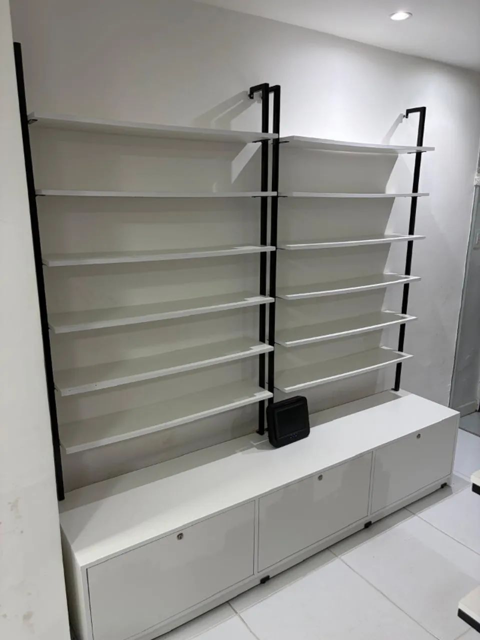 Estante Dupla com Gaveteiro | MDF Branco