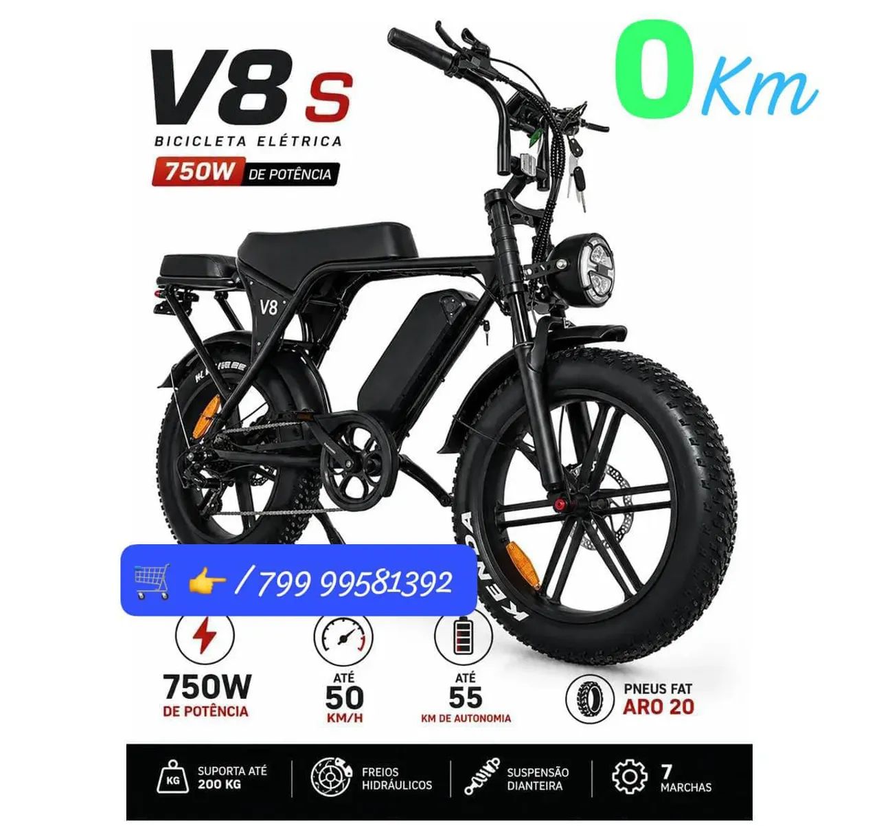 Bicicleta elétrica 0km skate essa terca
