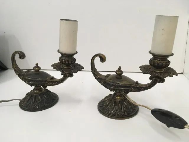 Par de Luminária, Abajur de mesa Aladdin em bronze