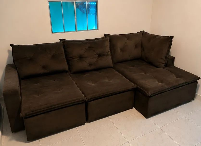 Sofá Marrom Suede 2,98m - Foto 3