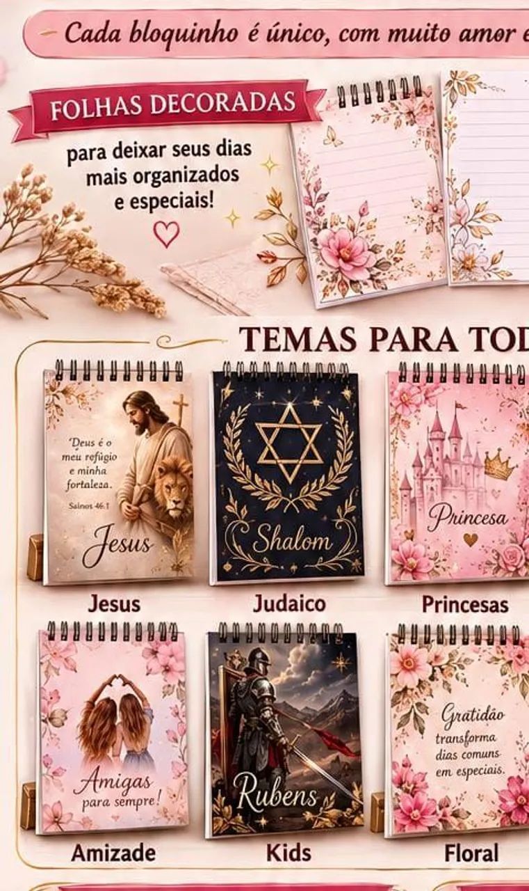 Bloco de notas com folhas decoradas com SEU tema - Foto 2