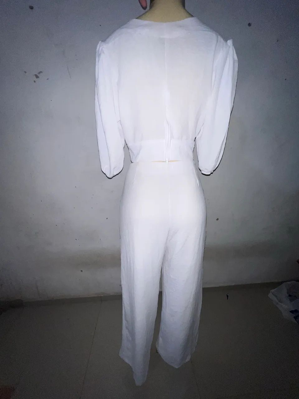 Bazar conjunto feminino branco G usado uma vez  - Foto 2