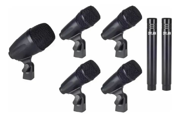 Kit 7 Microfones Para Bateria Dylan Basic Drum Igreja Show - Foto 3