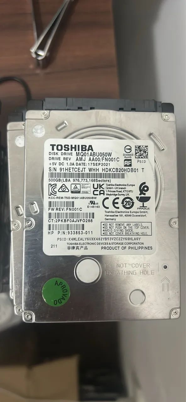 Hds 500gb Note Toshiba com senha