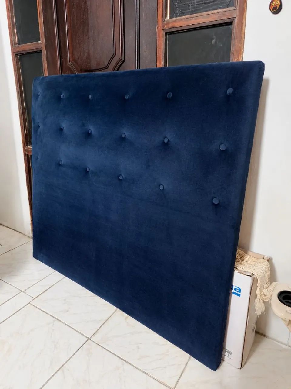 Cabeceira Estofada Azul-marinho 