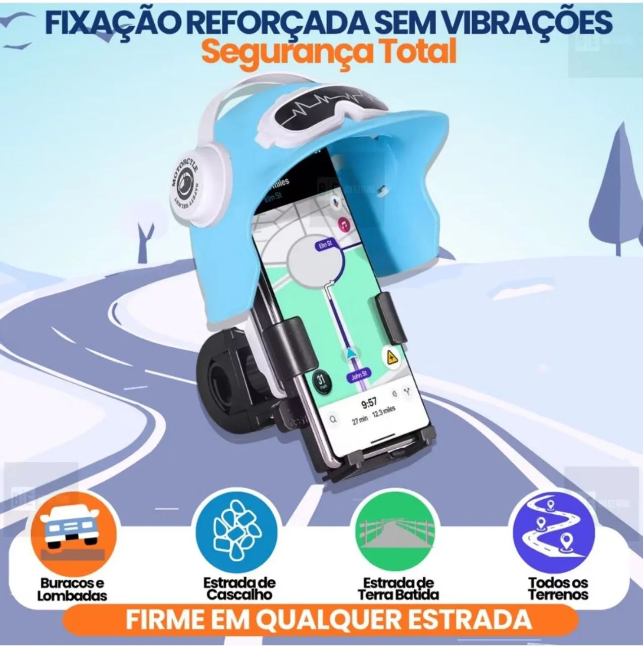 Suporte de celular para moto com proteção contra sol e chuva - Foto 2
