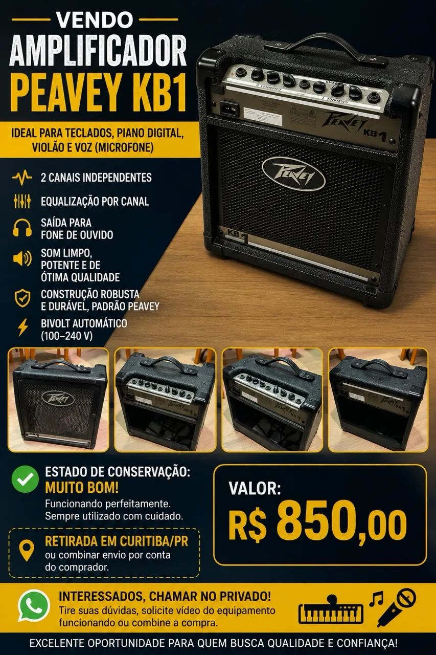 Amplificador Peavey KB1 - Instrumentos musicais - Portão, Curitiba