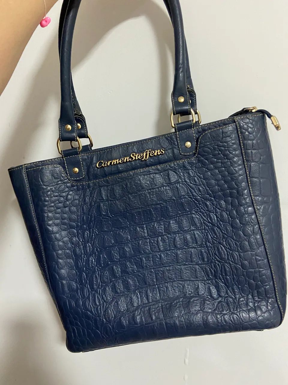 Bolsa Carmen Steffens Original Couro Azul Marinho