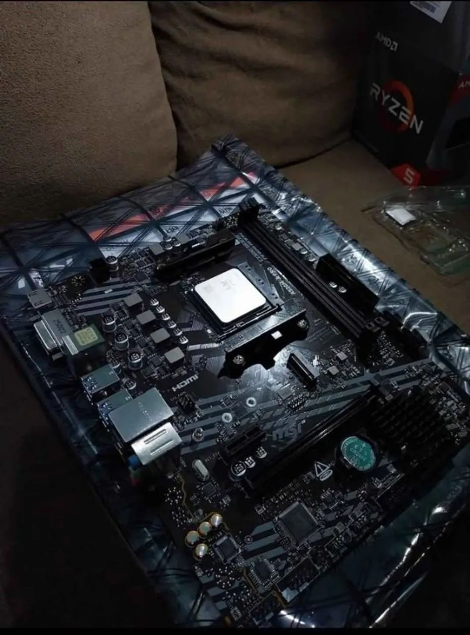 KIT A520M A PRO MSI + RYZEN 5 4500 COM CAIXA NA GARANTIA POUCO USO