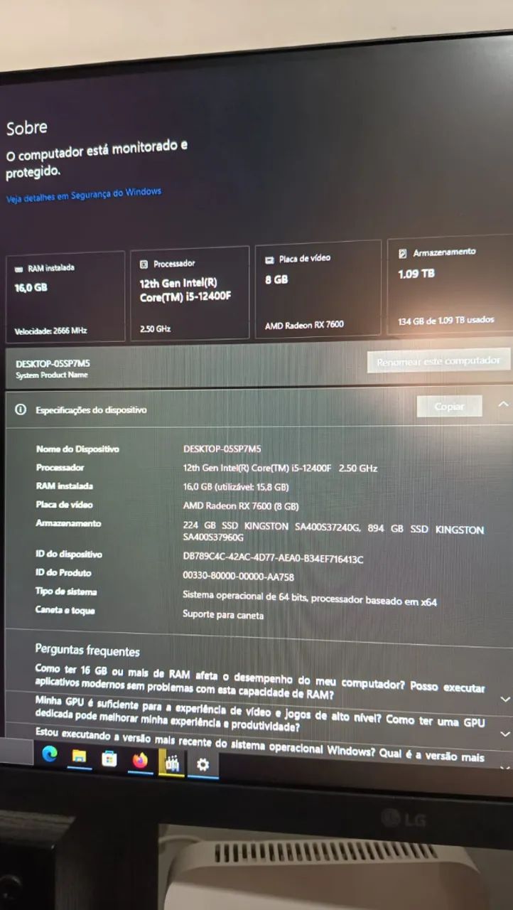 PC gamer RX7600+I512400F - Foto 3