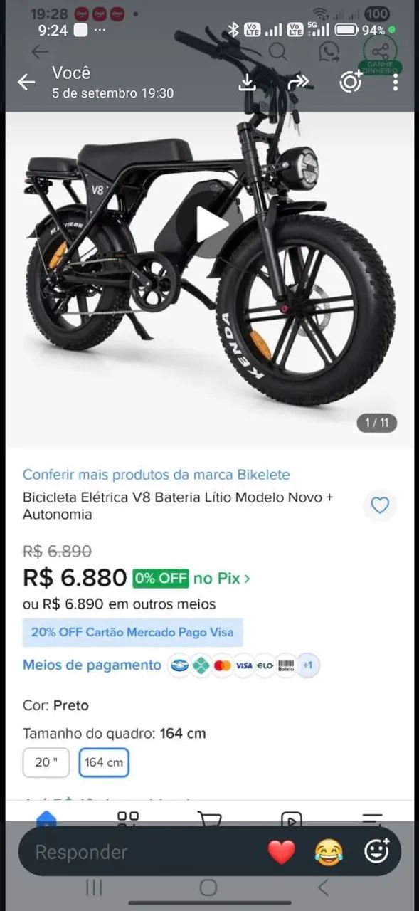 Bike elétrica V8 starmega - Foto 3
