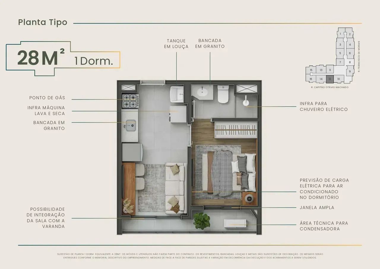 Imóvel para venda tem 28 metros quadrados com 1 quarto - Foto 4