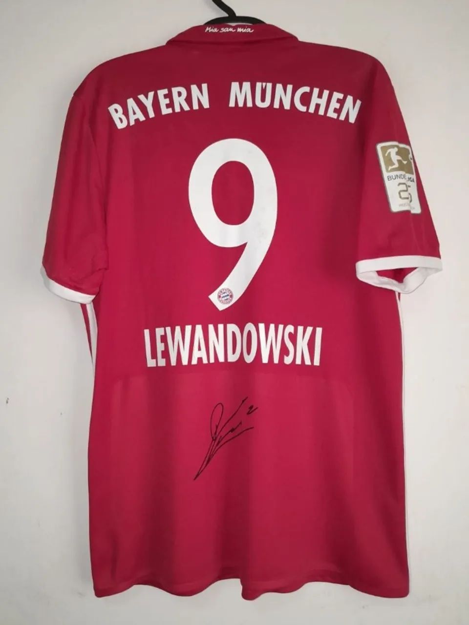 camisa bayern munich 2017 #9 lewandowski autografada certificada