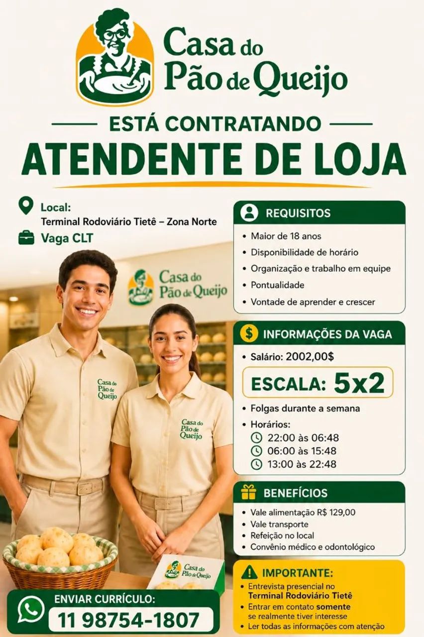 Vaga de Atendimento ao público 
