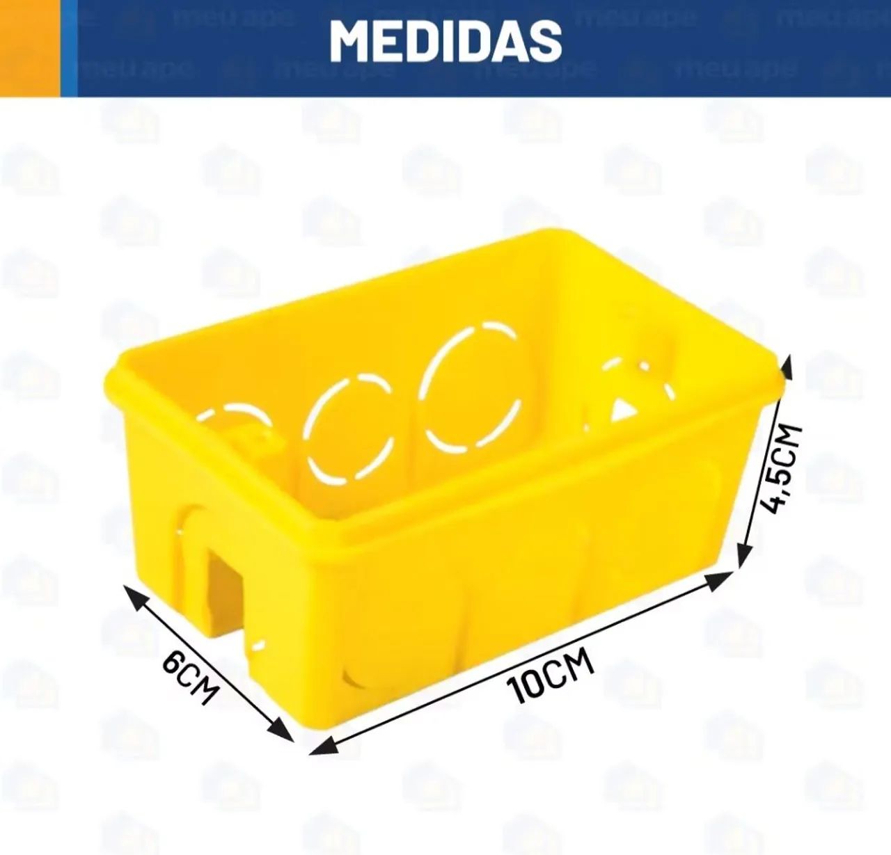 50 Caixa de Luz 4x2 Reforçada P/ Tomada Interruptor Embutir Amarelo/Preto Energia  - Foto 3