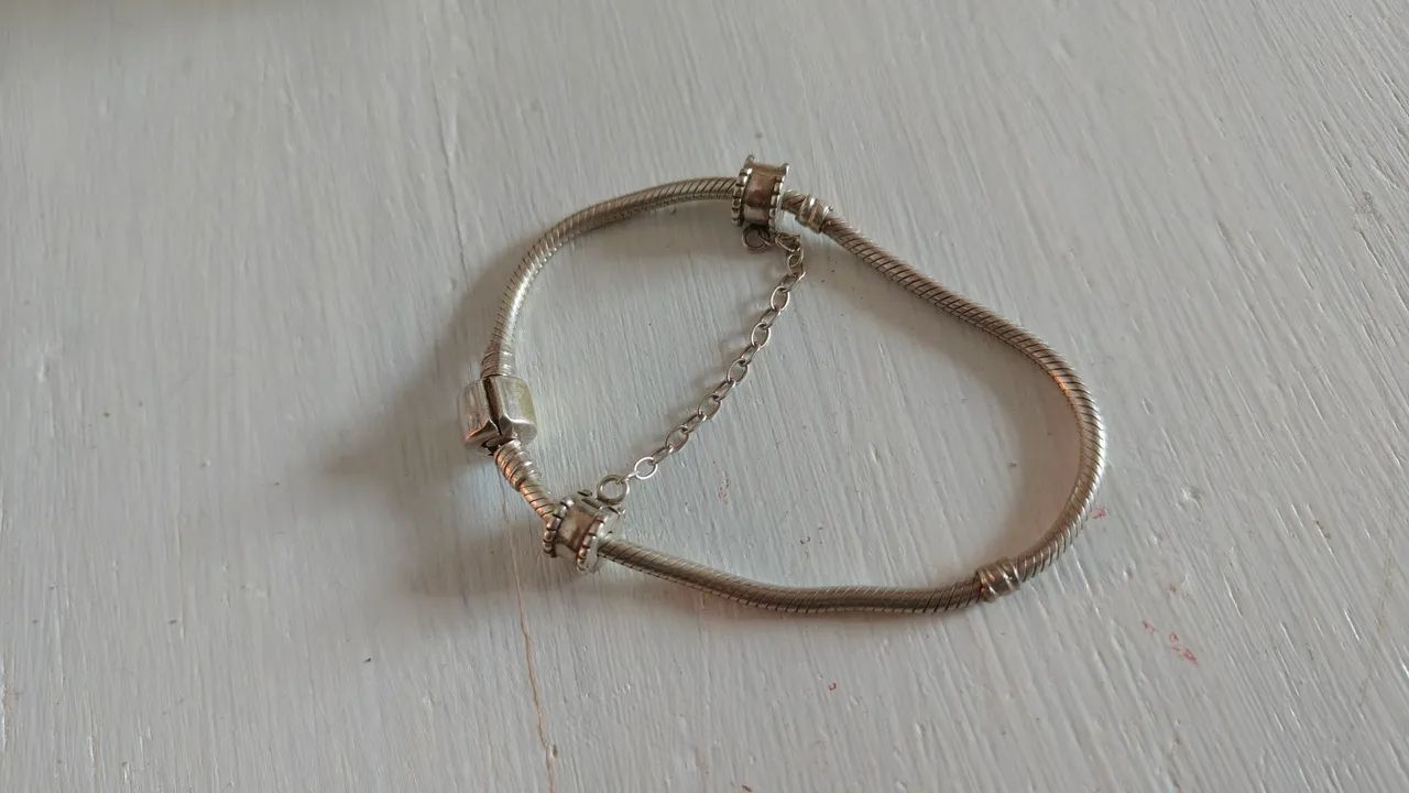 Pulseira de prata estilo Pandora tam19 - Foto 2
