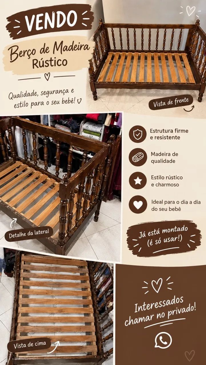 BERÇO RÚSTICO  - Foto 4