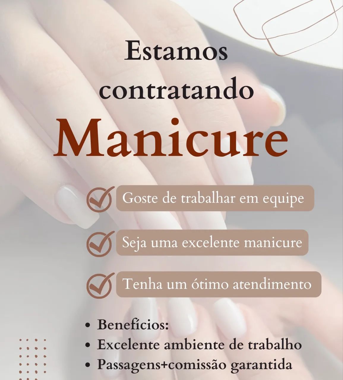Estamos contratando manicure 