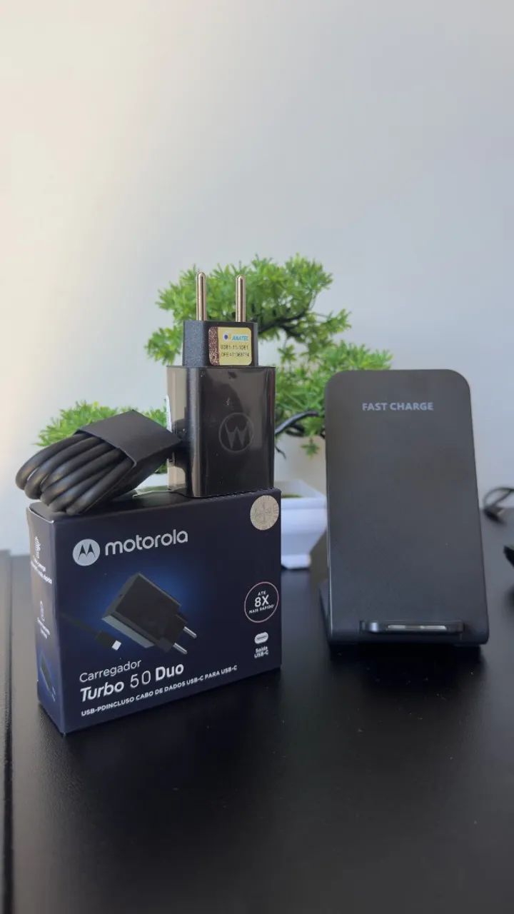 KIT COMPLETO CARREGAMENTO RÁPIDO + BASE POR INDUÇÃO