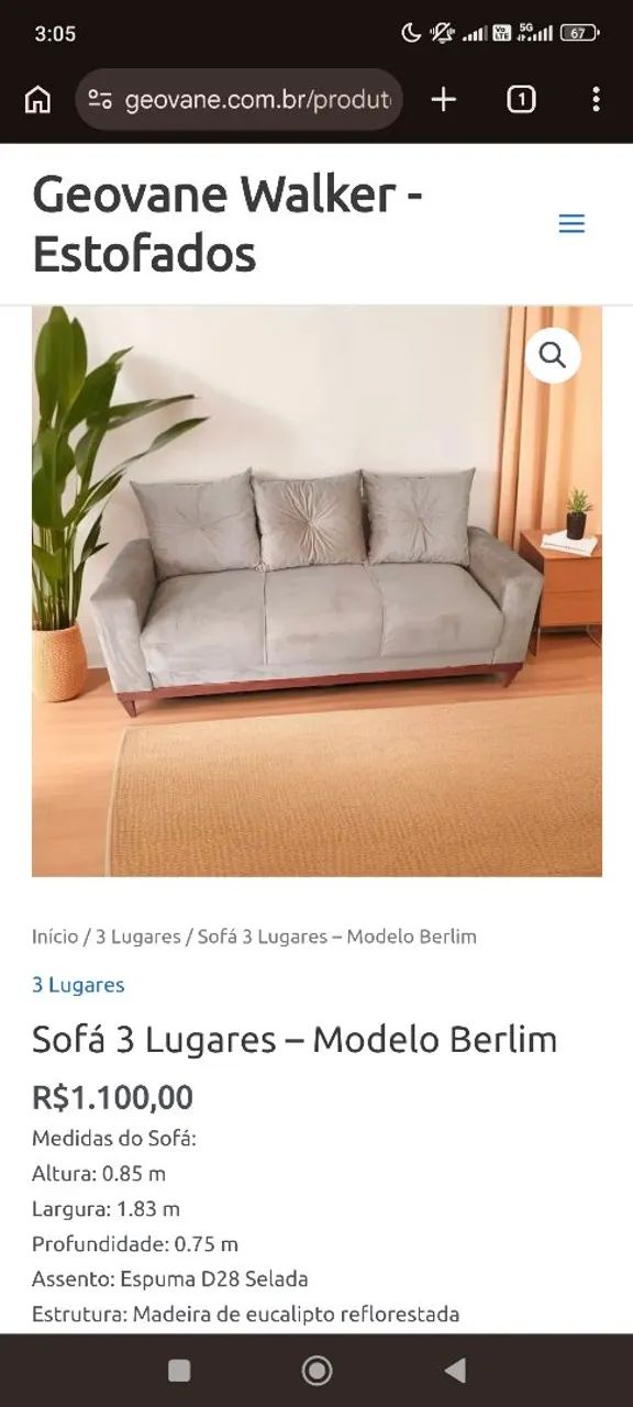 Sofá 3 Lugares - Modelo Berlim