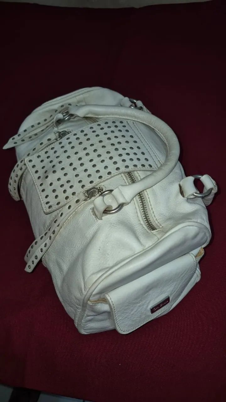 Bolsa branca de couro  - Foto 5