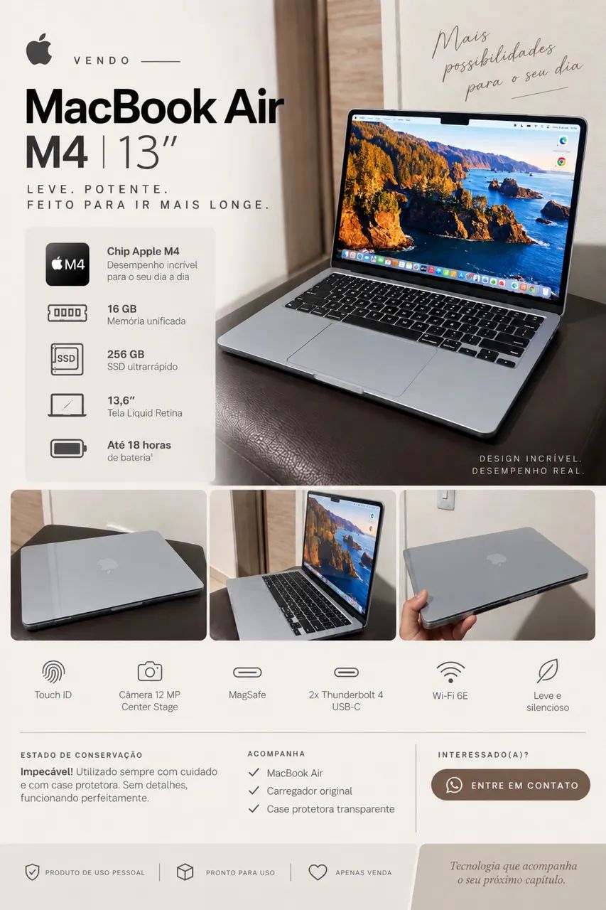 MacBook Air M4 13 - 16GB RAM / SSD 256GB - Notebooks - Graças