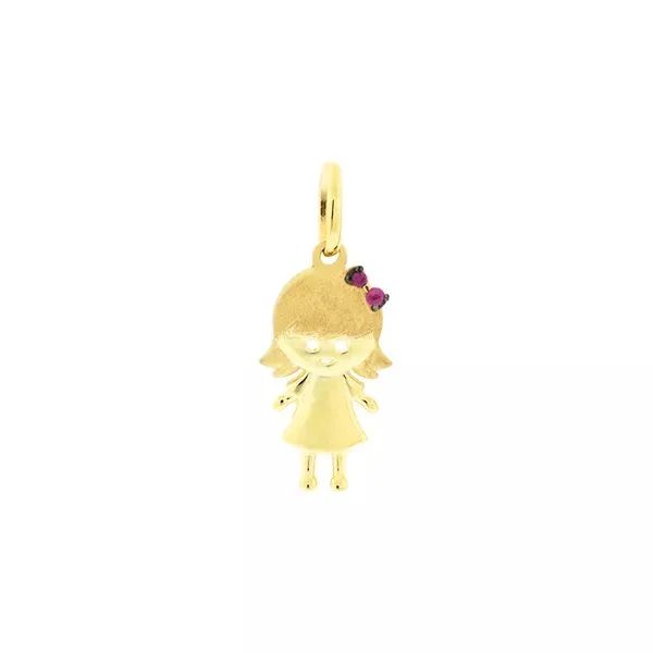 Pingente de ouro menina com pedra de rubis  - Foto 4