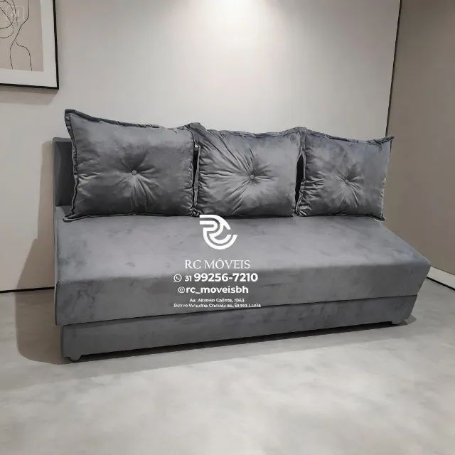 Sofá Cama Bicama 1,70m Suede D33 Compacto e Funcional