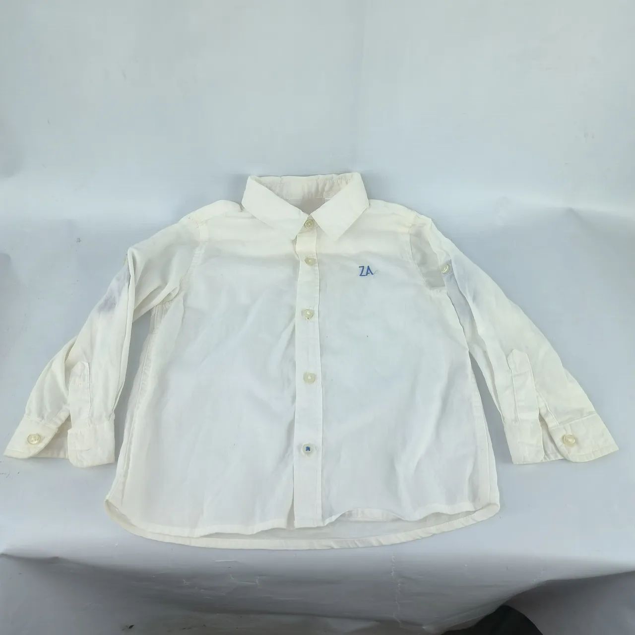 Camisa infantil Zara menino 2 anos branca manga longa 