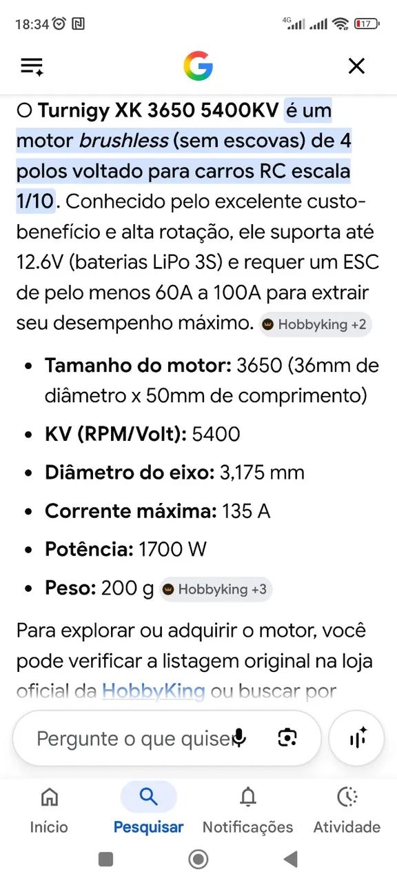 MOTOR Turnigy XK-3650 5400KV Brushless Inrunner - Foto 2