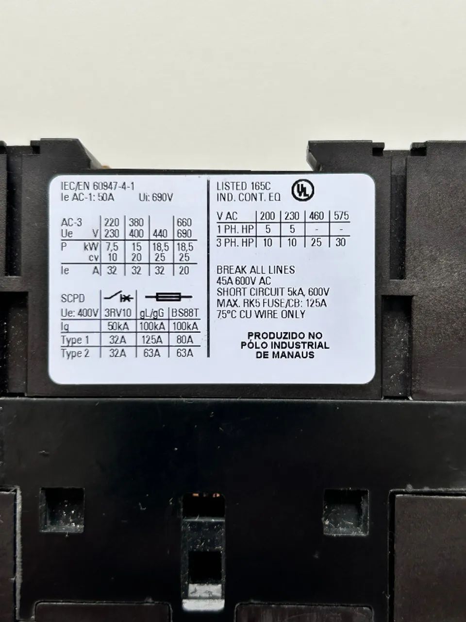 Contator Tripolar SIEMENS 3RT1034-1AN10 32A 220VCA AC3 - Foto 5
