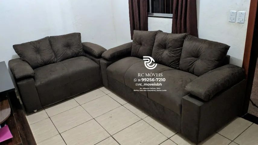 Sofá 2 e tres lugares Material suede D33 Braço Fofão Confortável Direto da Fábrica | Pront - Foto 6