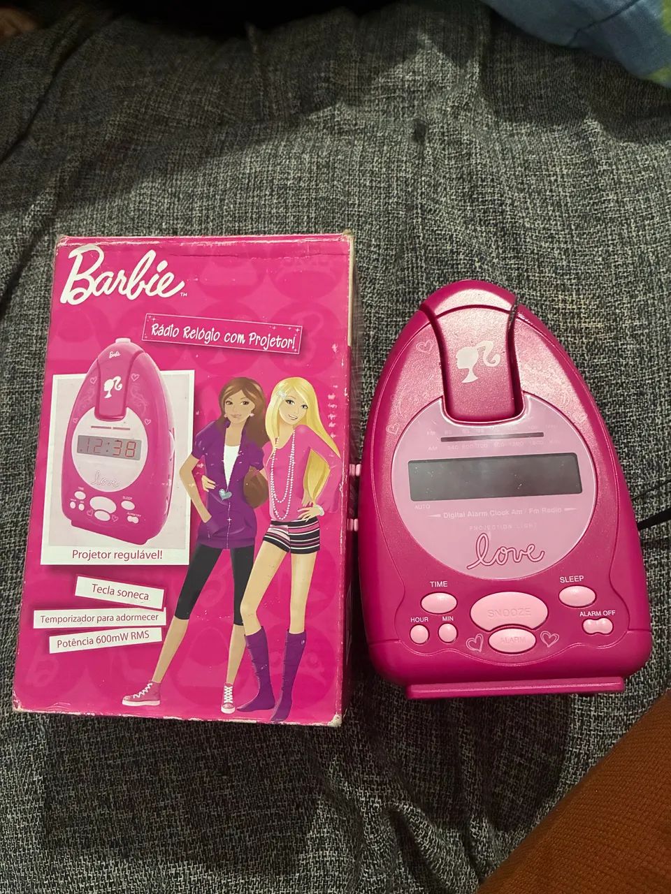 Rádio Relógio com projetor da Barbie 