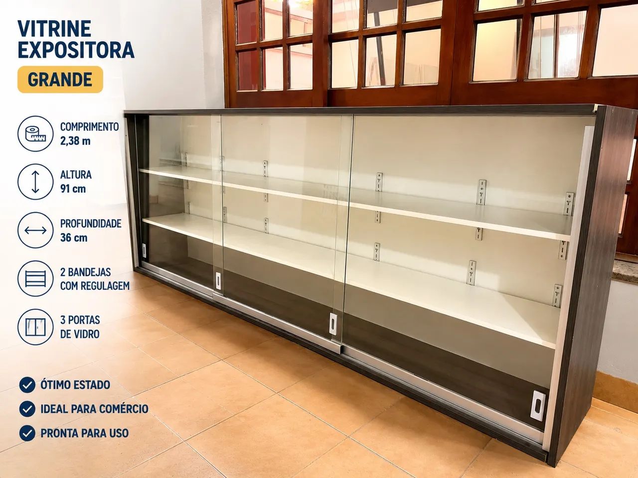 VITRINE / EXPOSITOR COMERCIAL GRANDE - 2,38 METROS  - Foto 2