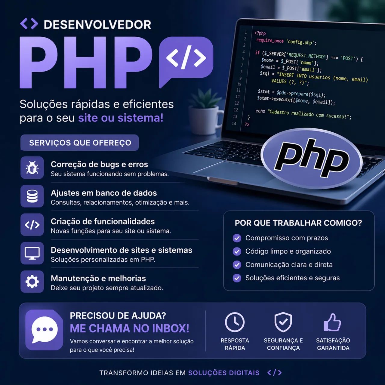 Programador PHP - Ajustes, banco de dados e correções