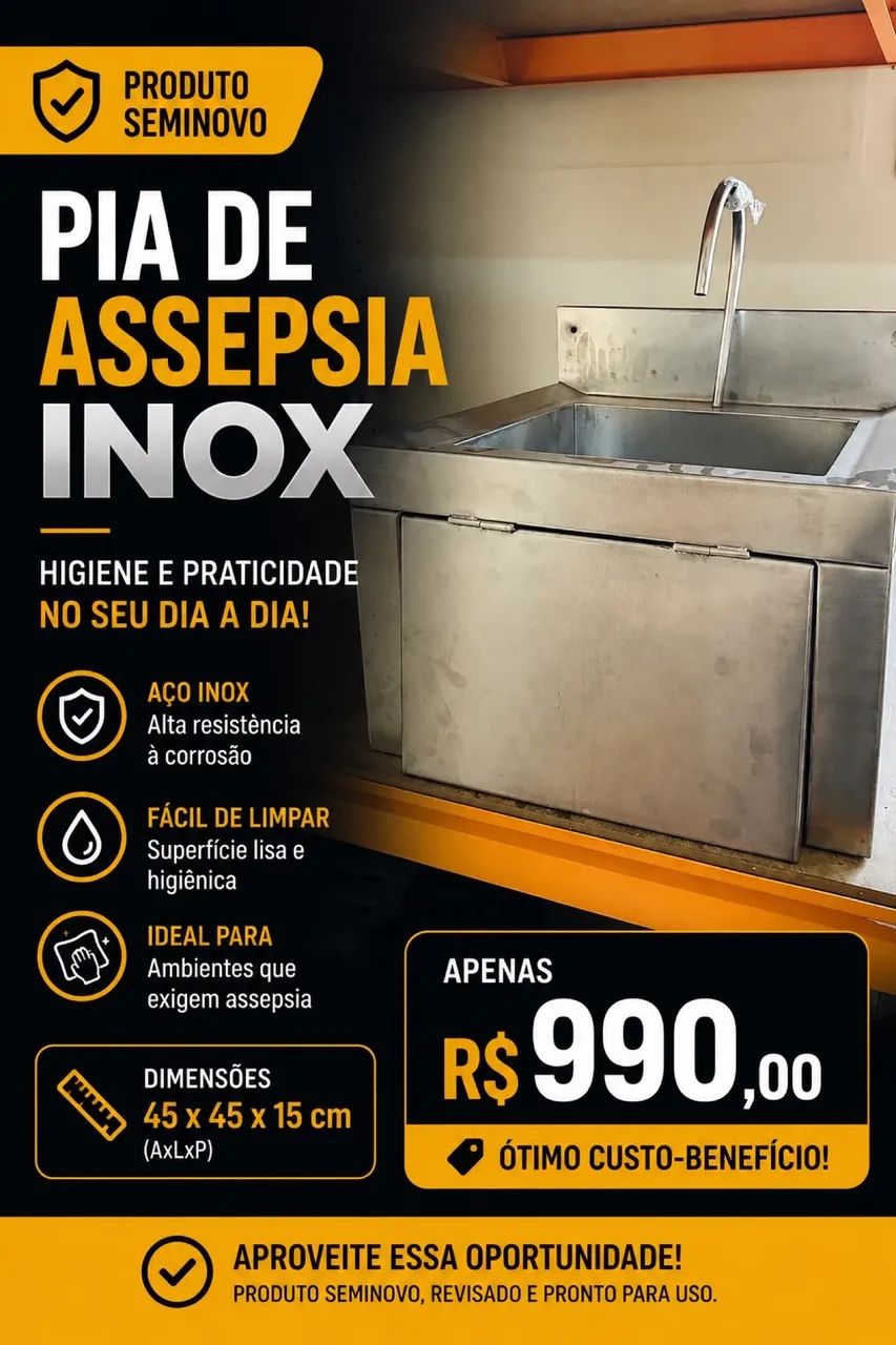 Pia de assepsia inox