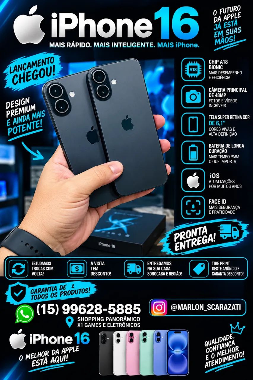 iPhone 16 128gb sem detalhes e garantia - a melhor loja é aqui 