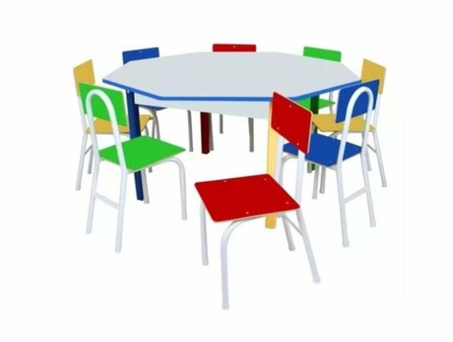 Mesa Infantil Oitavada Carlu em Ferro - Com 8 Cadeiras 1738 - Foto 2