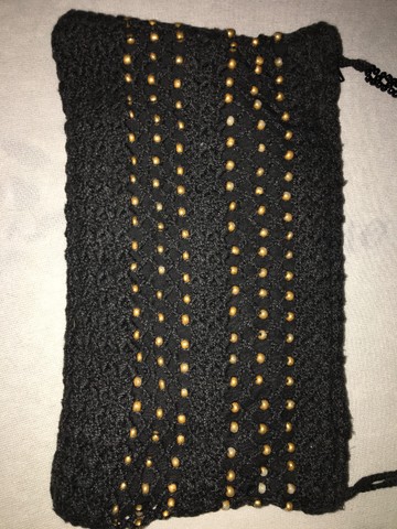 Bolsa Preta De Croche E Miçangão E Alça De Cristal - Foto 2