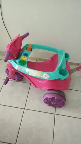 Triciclo Infantil Passeio e Pedal Velobaby com Empurrador Rosa