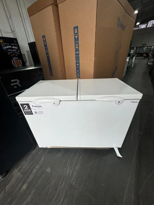 Conservador freezer 2 tampas cegas 411 litros novo com garantia