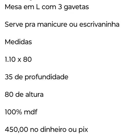 Mesa de manicure em L  - Foto 3