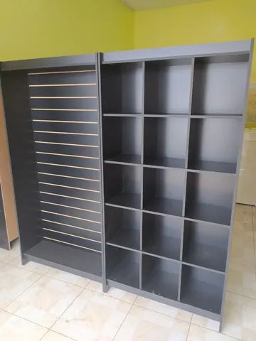 Kit Colmeia + Estante canaletada MDF Preto 