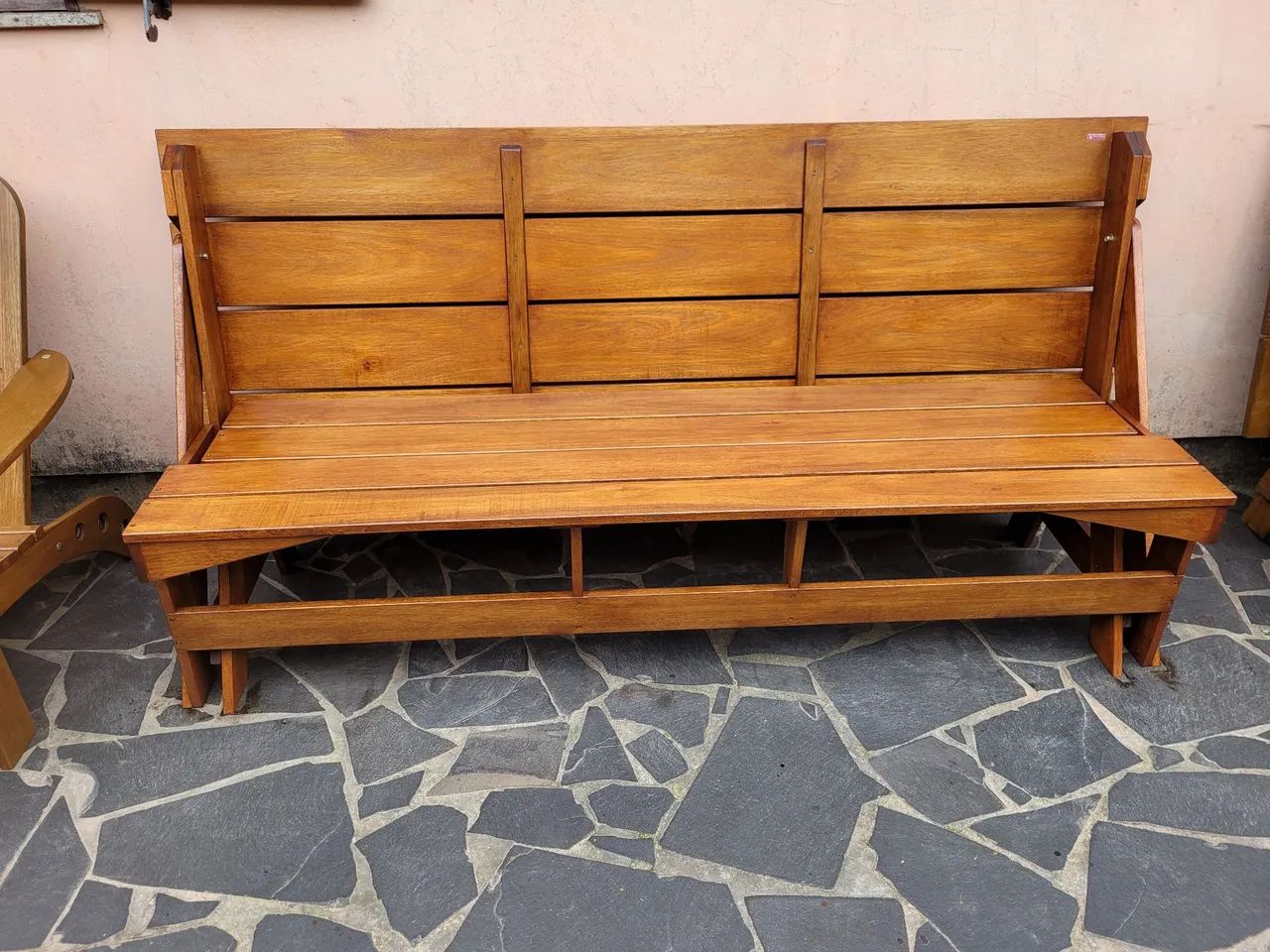Mesa de madeira para jardim com bancos - Foto 4
